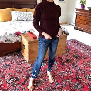 🦋 5/$15 ALPACA 111 maroon knit sweater with zip detail